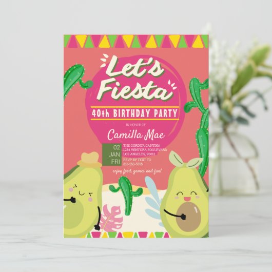 40. Geburtstag Fiesta Einladung (Stehend Vorderseite)