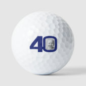 40. Geburtstag Foto blau-weiß Golfball (Vorderseite)