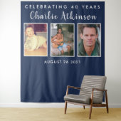 40. Geburtstag Foto Collage Hintergrund Banner Wandteppich (Beispiel)