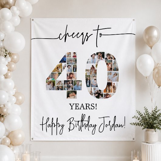 40. Geburtstag Foto-Collage Hintergrund Wandteppich