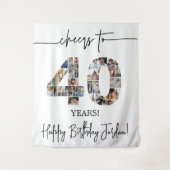 40. Geburtstag Foto-Collage Hintergrund Wandteppich (Vorderseite)