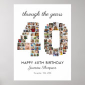 40. Geburtstag Foto-Collage Poster (Vorne)