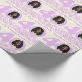 40. Geburtstag Foto Damascreme lila verpacken Geschenkpapier (Ecke)
