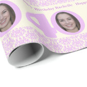 40. Geburtstag Foto Damascreme lila Verpackung W Geschenkpapier (Rolleneckpunkt)