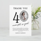 40. Geburtstag Foto Danke Karte (Stehend Vorderseite)