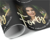 40. Geburtstag Foto-Drehbuch Gold-Brauch Geschenkpapier (Rolleneckpunkt)