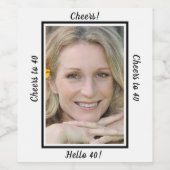 40. Geburtstag Foto feiert bis 40 Weinetikett (Einzelnes Label)