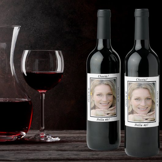 40. Geburtstag Foto feiert bis 40 Weinetikett