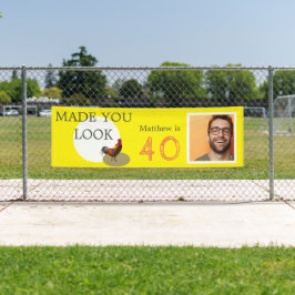 40. Geburtstag Foto Fun Chicken Rooster Banner