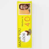 40. Geburtstag Foto Fun Chicken Rooster Banner (Vertikal)