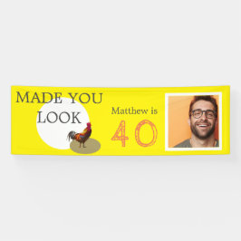 40. Geburtstag Foto Fun Chicken Rooster Banner