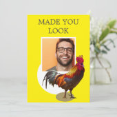 40. Geburtstag Foto Fun Chicken Rooster Einladung (Stehend Vorderseite)