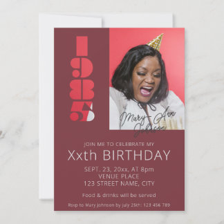 40. Geburtstag Foto geboren 1985 bordeauxrot Einladung