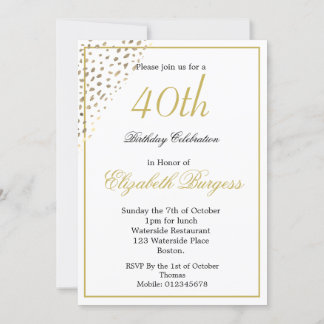 40. Geburtstag Foto Gold Elegant Einladung