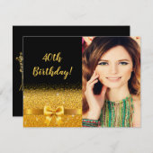 40. Geburtstag Foto Goldbug Einladung (Vorne/Hinten)