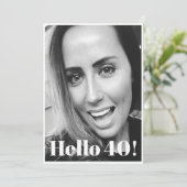 40. Geburtstag Foto Modernes Elegant Einladung (Stehend Vorderseite)