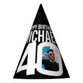 40. Geburtstag Foto personalisiert weiß schwarz Partyhütchen (Vorderseite)