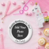 40. Geburtstag Foto Personalisierte Papierplatte Pappteller (Party)