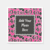 40. Geburtstag Foto PINK Personalize Paper Napkins Serviette (Vorderseite)
