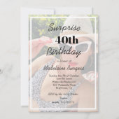 40. Geburtstag Foto Rahmen Modern Chic Einladung (Rückseite)