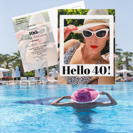 40. Geburtstag Foto Rahmen Modern Chic Postkarte