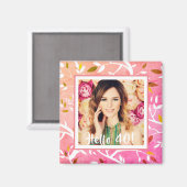 40. Geburtstag Foto rosa botanisch Magnet (Vorderseite/Rückseite)