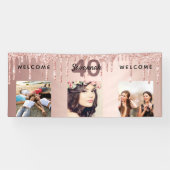 40. Geburtstag Foto Rose Gold Glitzer funkeln Banner (Horizontal)