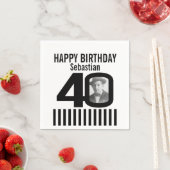 40. Geburtstag Foto schwarz Streifen Foto Serviett Serviette (Beispiel)
