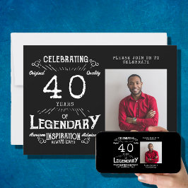 40. Geburtstag Foto Schwarz Vintag Einladung