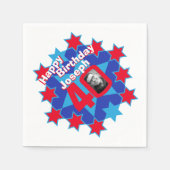 40. Geburtstag Foto und Name Red Star Servietten (Vorderseite)