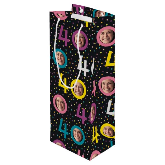 40. Geburtstag Foto Wein Geschenktüte individualis (Rückseite Schrägansicht)