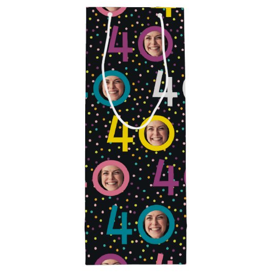 40. Geburtstag Foto Wein Geschenktüte individualis (Rückseite)