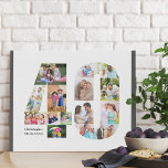 40. Geburtstag FotoCollage Nummer 40 Custom Künstlicher Leinwanddruck<br><div class="desc">Erstellen Sie Ihr eigenes personalisiertes Foto für einen 40. Geburtstag. Diese schöne Collage aus Foto ist in Form der Zahl 40 auf weißem Hintergrund mit kohlegrauen Rändern. Die Collage kann 15 Fotos enthalten, und die Vorlage ist für Sie bereit, um Ihre Lieblings-Fotos im Uhrzeigersinn um jede Zahl zu ergänzen. Sie...</div>