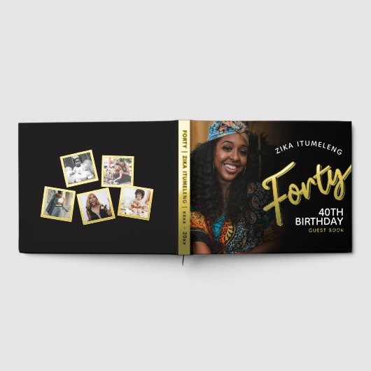 40. Geburtstag Fotos schwarzes Gold Gästebuch (Voll)