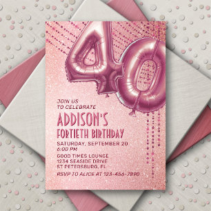 40. Geburtstag Frauen Rose Gold Einladung