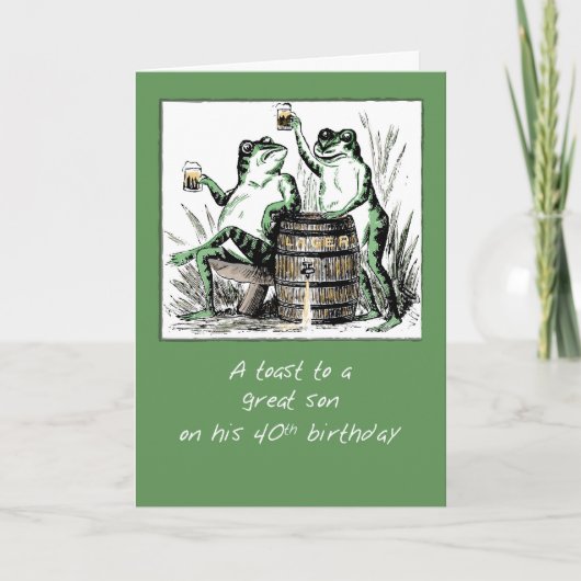 40. Geburtstag Frösche prosten mit Bier zu Karte (Vorderseite)