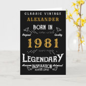 40. Geburtstag Fügen Sie Ihren Namen Geboren 1981  Karte (Gelbe Blume)