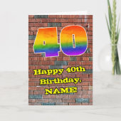 40. Geburtstag: Fun Graffiti-Inspiriert Regenbogen Karte (Vorderseite)