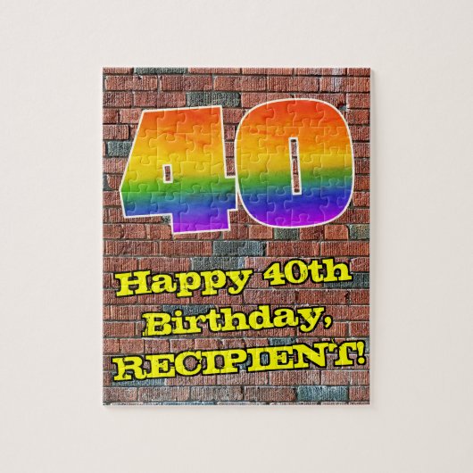 40. Geburtstag: Fun Graffiti-Inspiriert Regenbogen Puzzle (Vertikal)