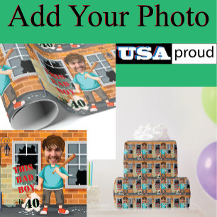 40. Geburtstag 🎁 Funny Bad Boy Portrait Geschenkpapier