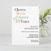40. Geburtstag Fußball Cheers Biere Minimales Part Einladung (Stehend Vorderseite)