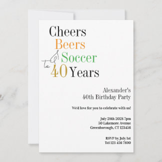 40. Geburtstag Fußball Cheers Biere Minimales Part Einladung
