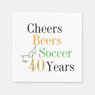 40. Geburtstag Fußball Cheers Biere Minimales Part Serviette