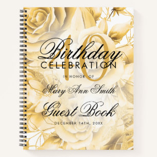 40. Geburtstag Gästebuch Party Floral Gold Notizblock