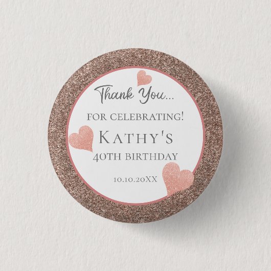 40. Geburtstag Gastgeschenke Dark Champaign Button (Vorderseite)