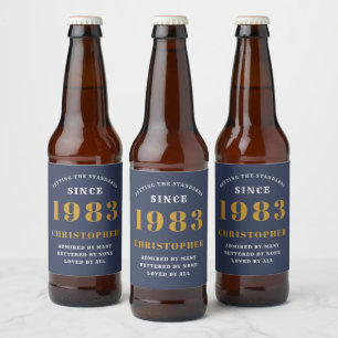 40. Geburtstag Geboren 1983 Name Blue Gold hinzufü Bierflaschenetikett