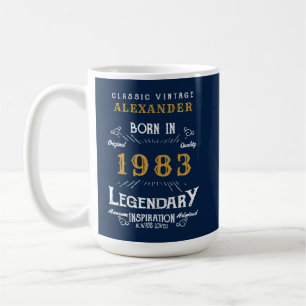 40. Geburtstag Geboren 1983 Name Blue Gold Legend  Kaffeetasse