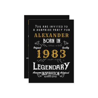 40. Geburtstag Geboren 1983 Schwarzes Gold Retro Einladung