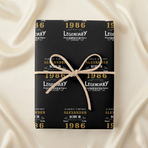 40. Geburtstag Geboren 1986 Legende Vintage Schwar Geschenkpapier Set