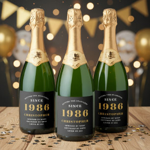 40. Geburtstag Geboren 1986 Name hinzufügen Schwar Schaumweinetikett